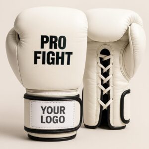 Custom Pro Fight Boxing Gloves – Lace-Up Design – Front and Side View