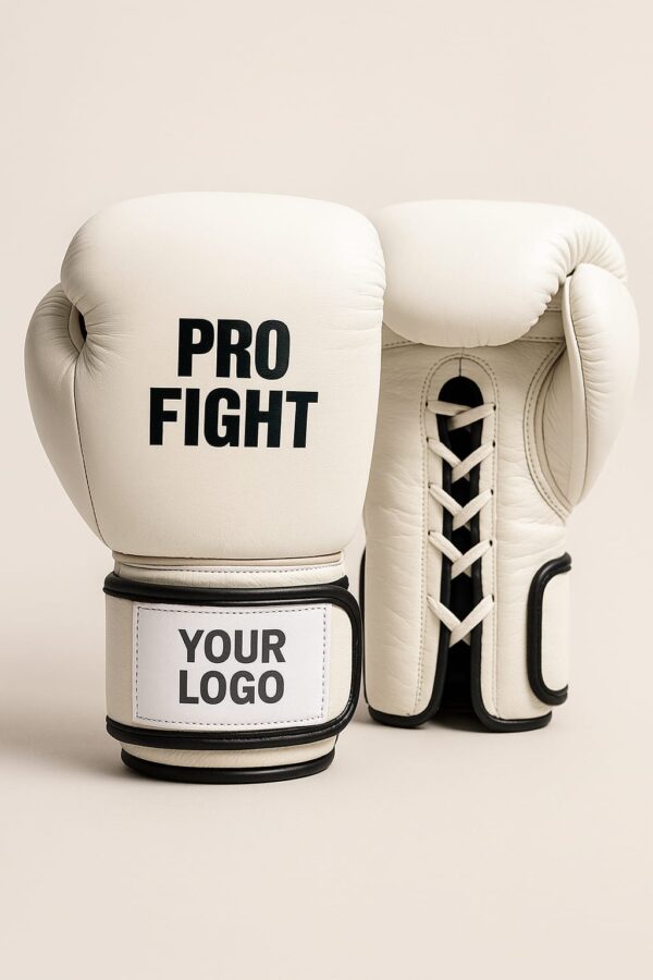 Custom Pro Fight Boxing Gloves – Lace-Up Design – Front and Side View